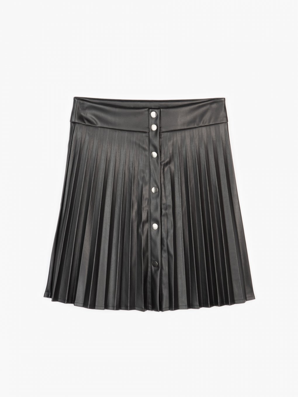 A-line pleated button down mini skirt