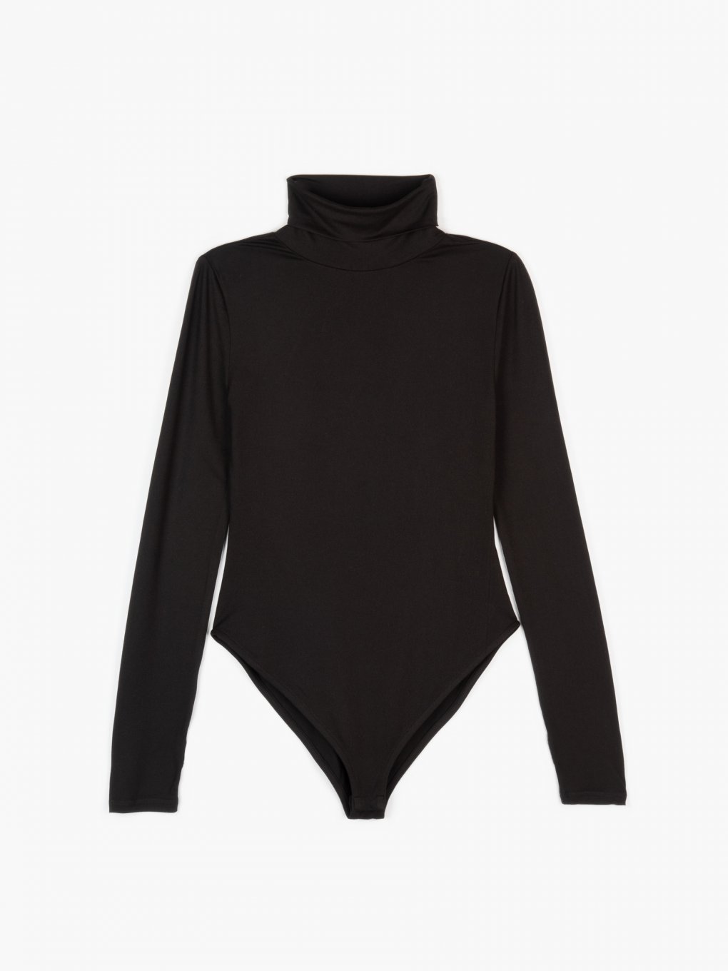 High collar long sleeve bodysuit with thumb hole detail