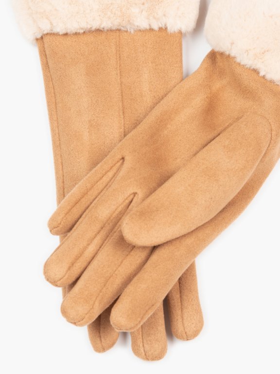 Dámske rukavice s umelou kožušinou