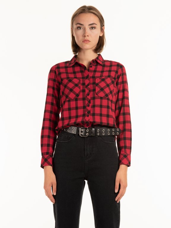 Plaid cotton shirt with chest pockets