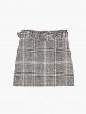 Plaid mini skirt with belt