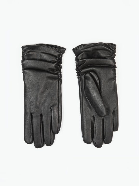 Faux leather gloves