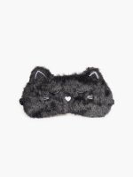 Cat faux fur sleeping mask with satin back part