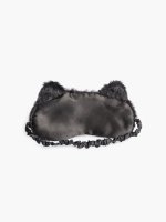 Maska na spaní z umělé kožešiny se saténovou zádí ve tvaru kočky