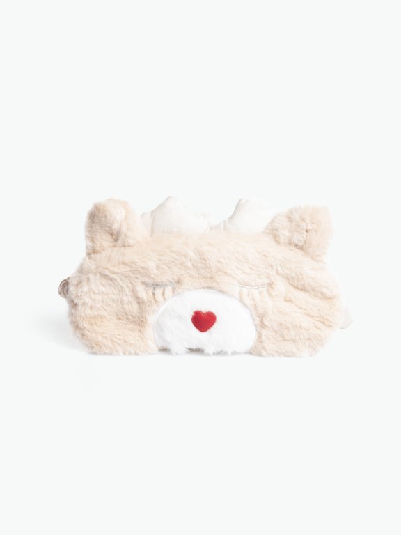 Deer faux fur sleeping mask with satin back part