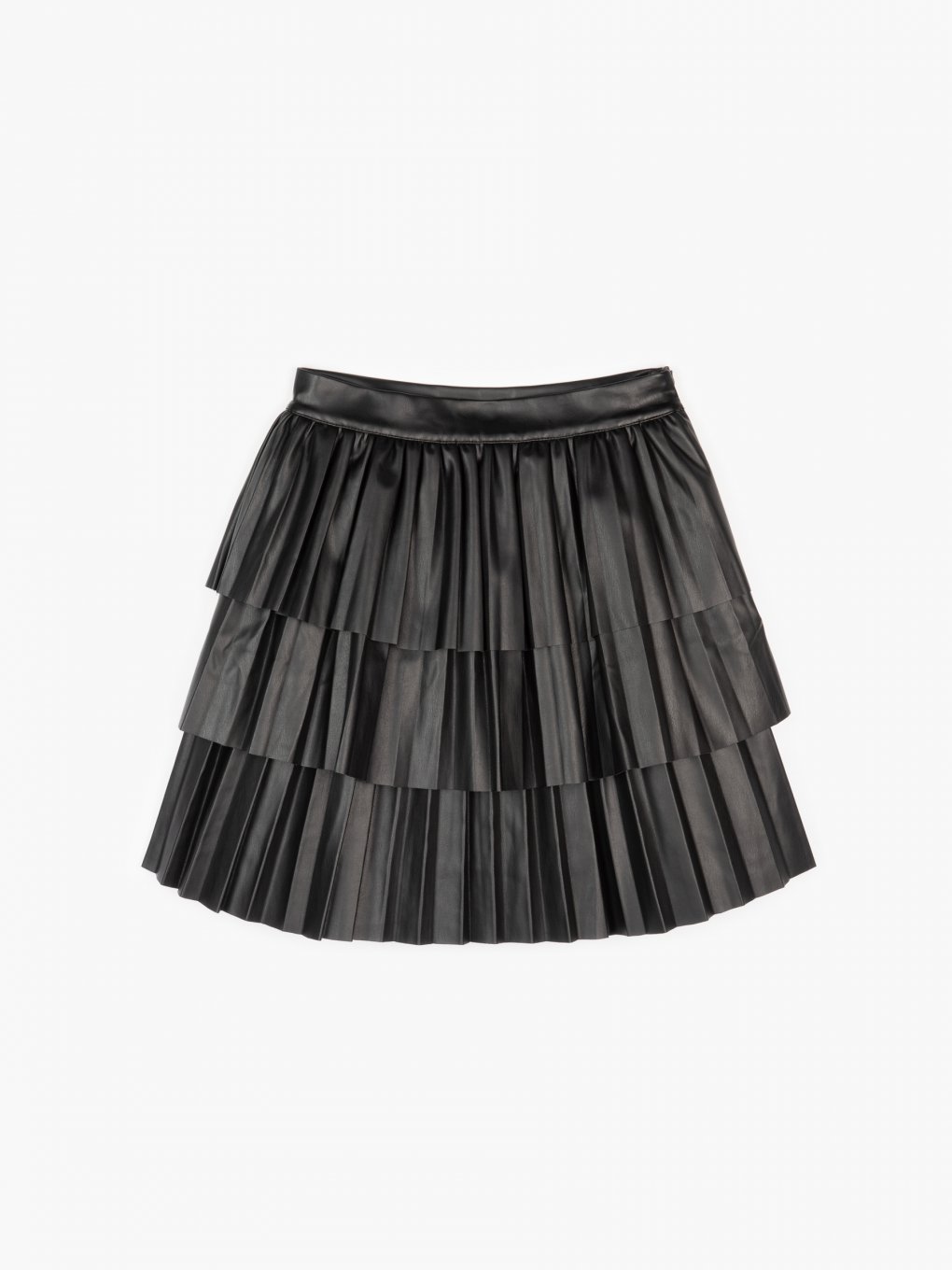 Faux leather mini skirt with ruffles