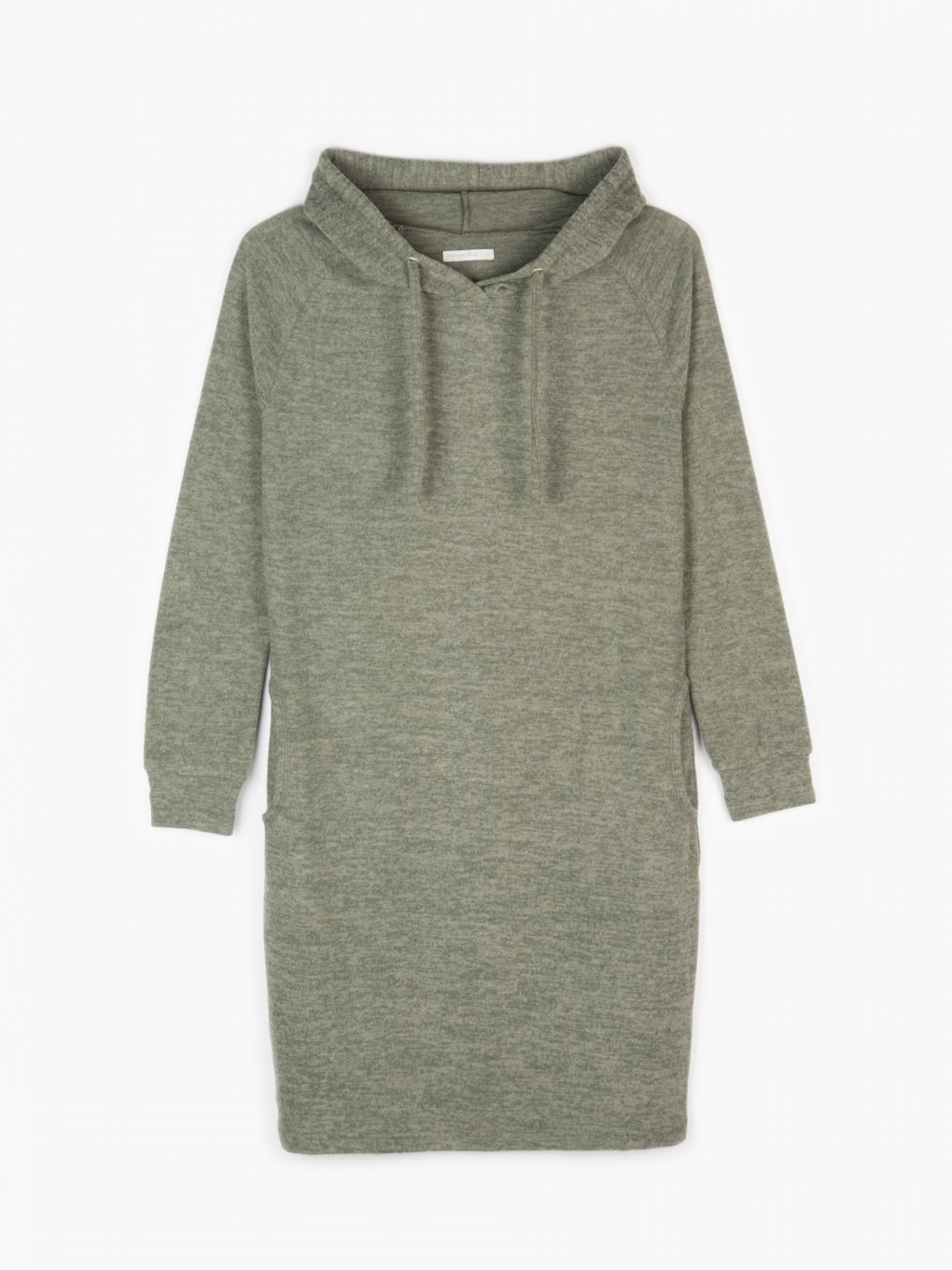 Knitted dress with side pockets and hood