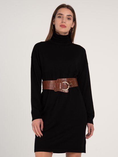 Knitted rollneck dress