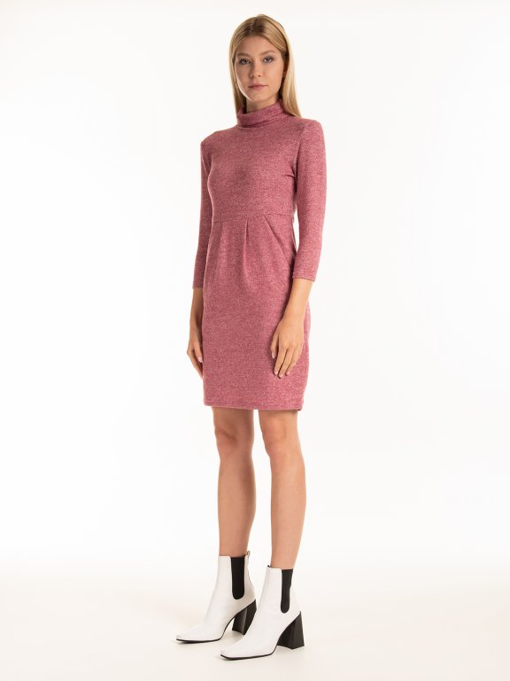 Knitted roll-neck dress with pockets