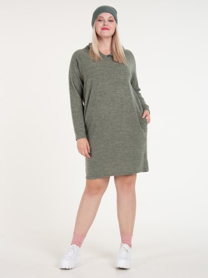 Knitted dress with hoodie