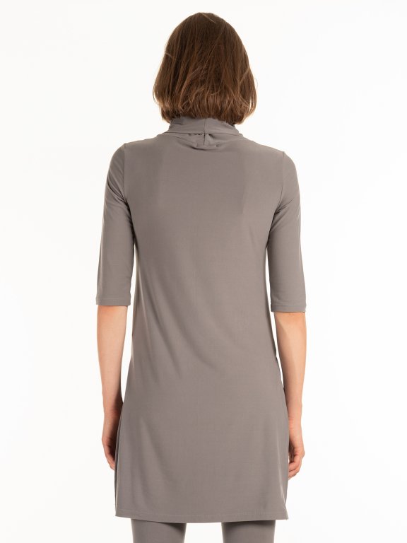 Longline soft rollneck top with 3/4 sleeve