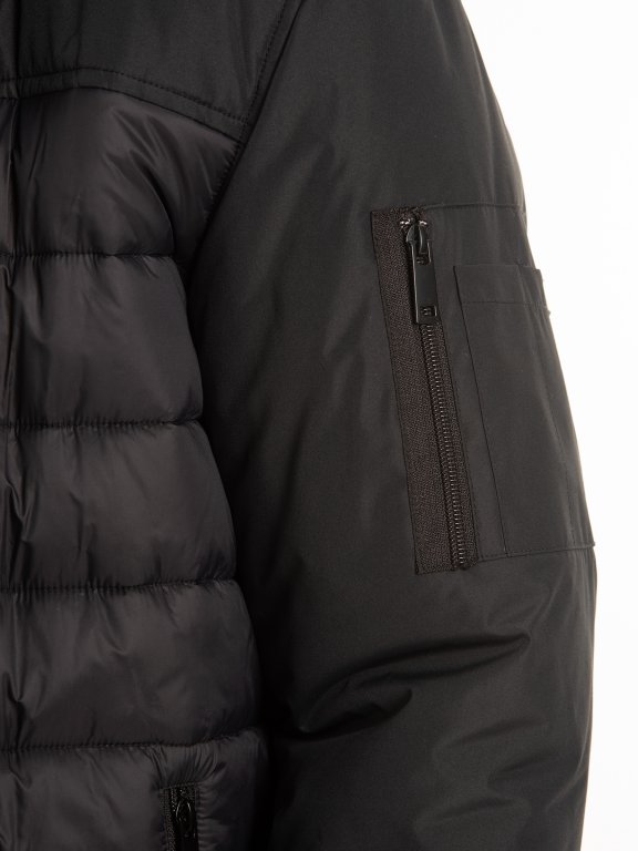 Prešívaná vatovaná bunda s kapucňou pánska