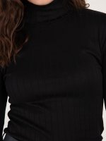 Ribbed long sleeve t-shirt with high collar