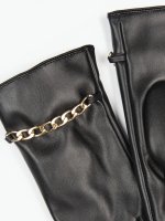 Faux leather gloves with chain