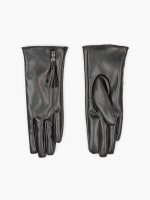 Faux leather gloves with zipper