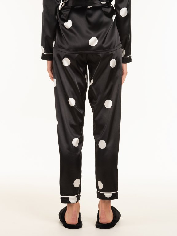 Satenové bodkované dámske pyžamové nohavice