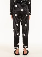 Saténové puntíkované dámské pyžamové kalhoty