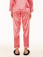 Saténové proužkované pyžamové dámské kalhoty