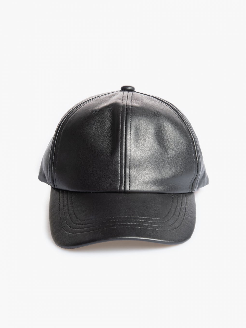 Faux leather baseball cap