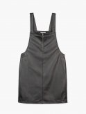 Faux leather dungaree skirt