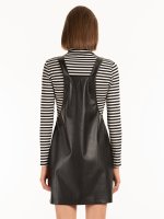 Faux leather dungaree skirt
