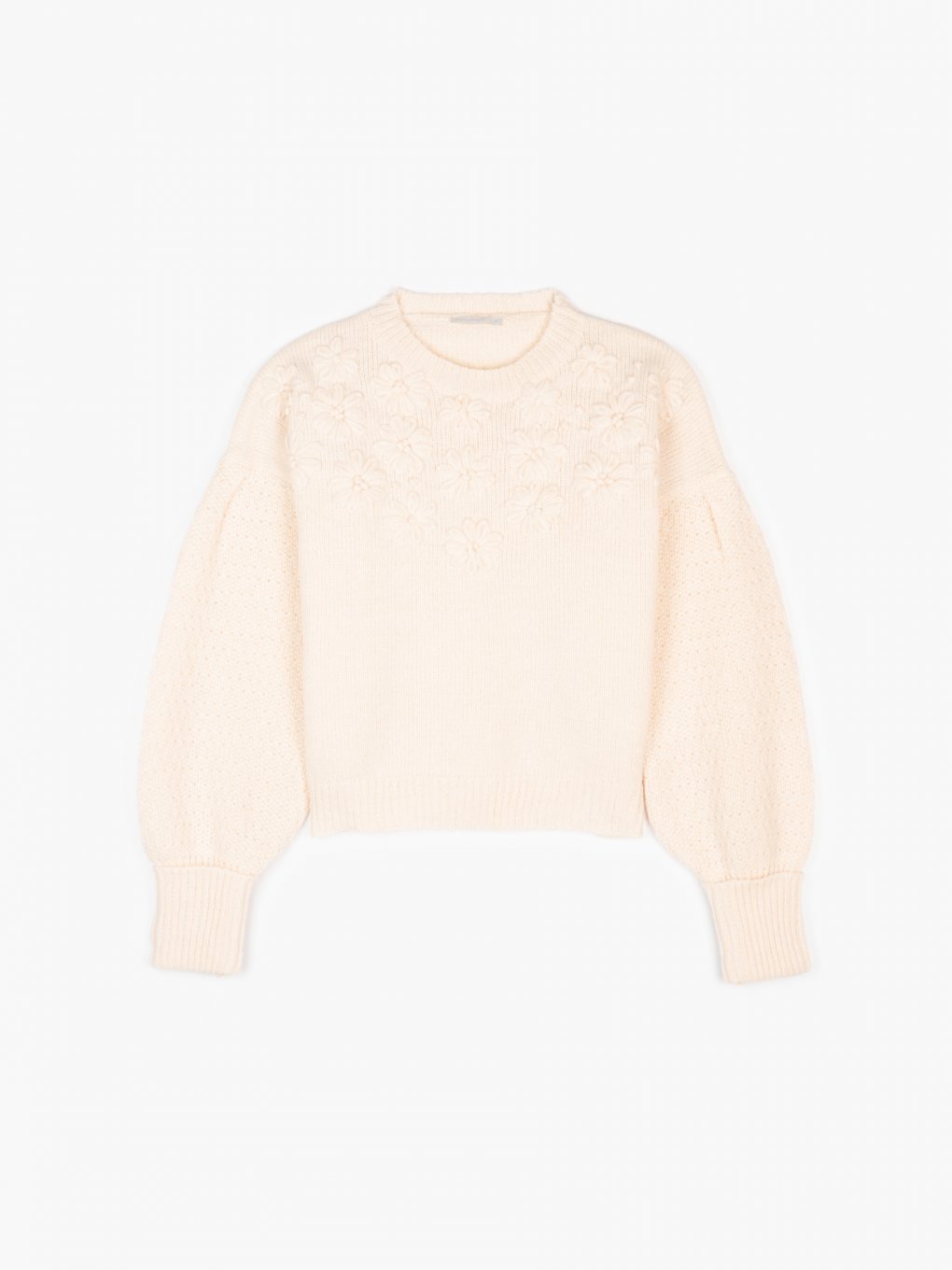 Embroidered round neck sweater