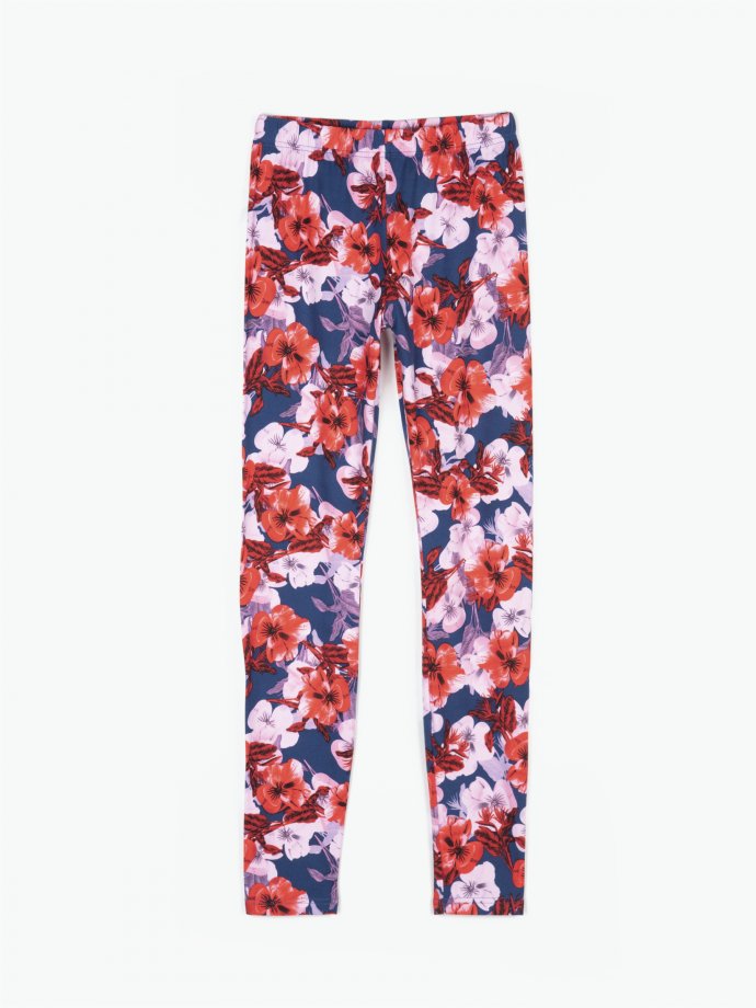 Knitted leggings with floral print