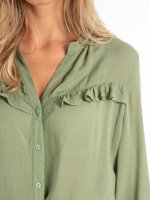 3/4 sleeve viscose blouse with ruffle