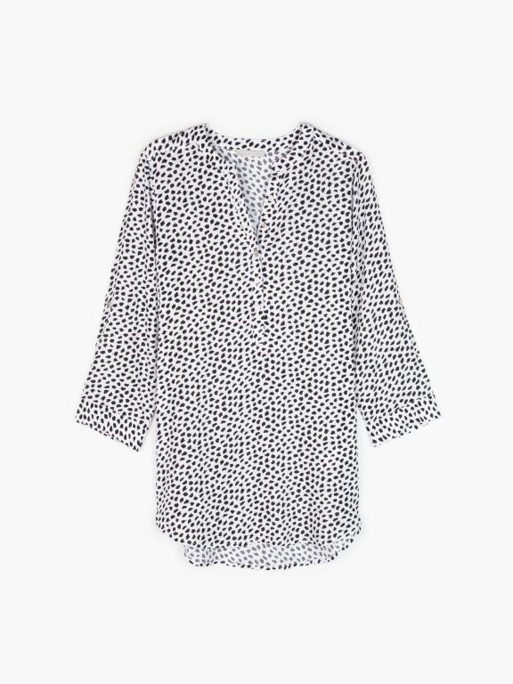 3/4 sleeve patterned viscose blouse