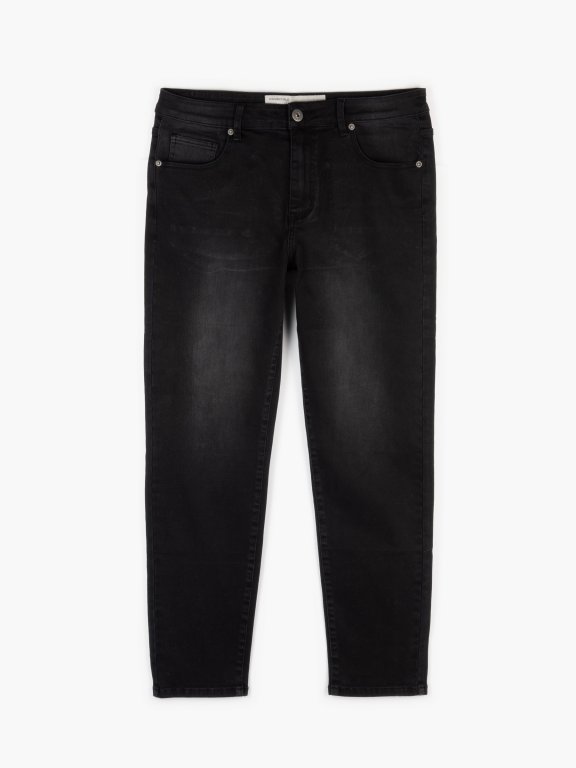 Základní pánské džínsy straight slim fit na zip