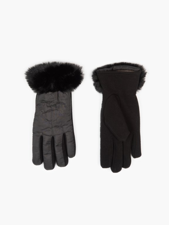 Zimní rukavice s umělou kožešinou dámské