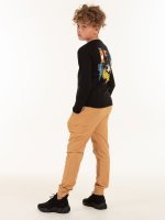 Bavlnené chlapčenské tričko s dlhým rukávom, okrúhlym výstrihom a potlačou