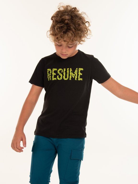 Bavlněné chlapecké tričko s krátkým rukávem, kulatým výstřihem a potiskem