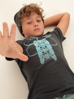 Bavlnené chlapčenské tričko s krátkym rukávom, okrúhlym výstrihom a potlačou