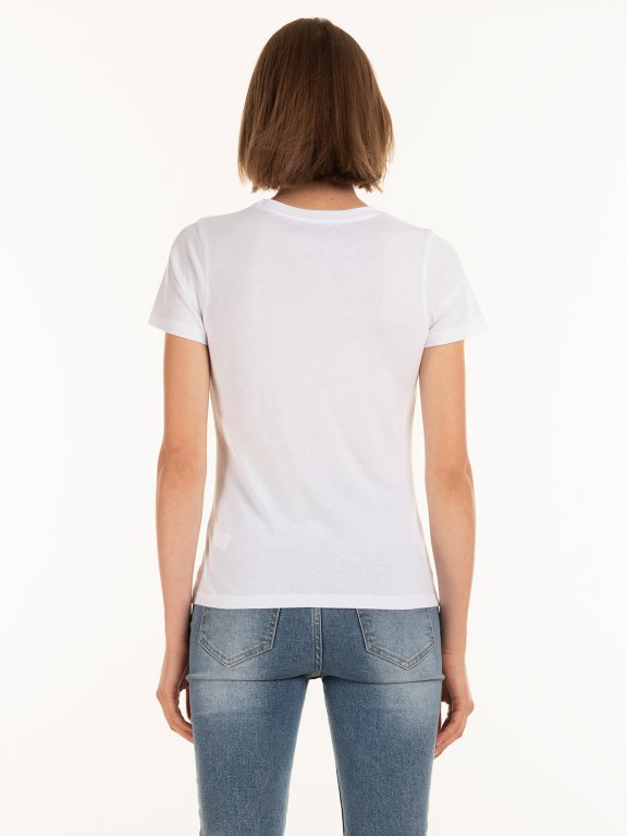 Cotton short sleeve t-shirt with round neck and print