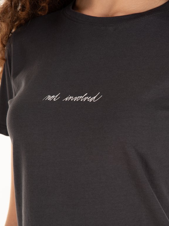 Bawełniana koszulka z krótkim rękawem z napisem damska