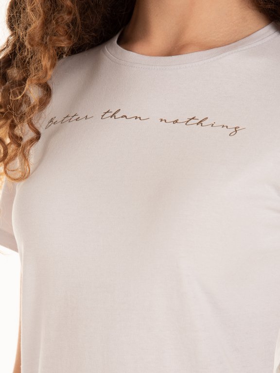 Bawełniana koszulka z krótkim rękawem z napisem damska