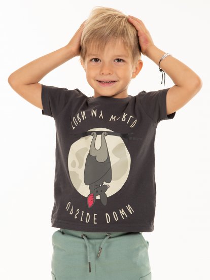 Bavlnené tričko s potlačou netopiera chlapčenské