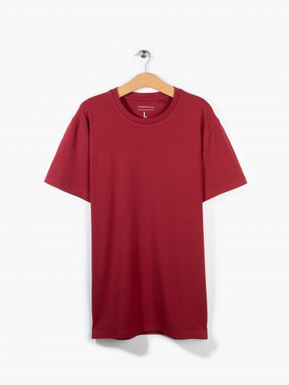 Jednobarevné strečové tričko s krátkým rukávem a kulatým výstřihem pánské