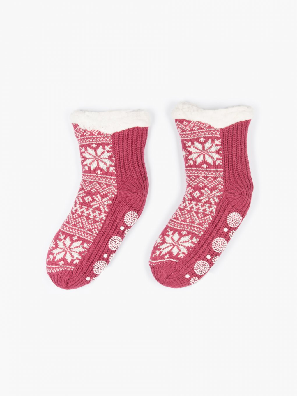 Sherpa lined knitted slipper socks