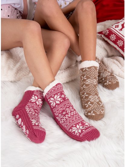Pletené ponožky s plyšovou podšívkou dámské