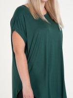 Longline viscose t-shirt with short sleeve and round neck