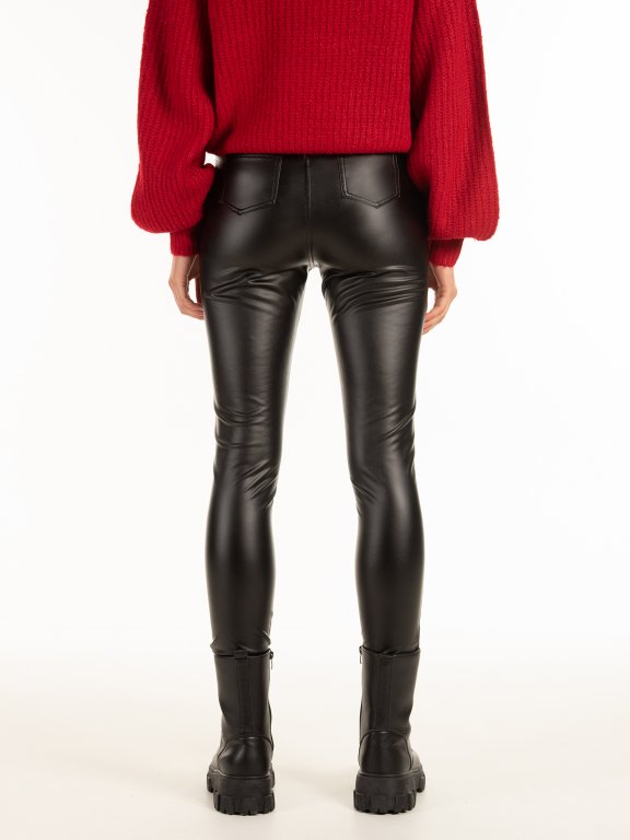 Warm faux leather pants with pockets  GATE