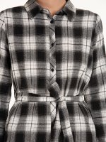 Plaid belted button down shirt