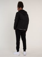 Combined quilted padded jacket with hood and zip-up pockets