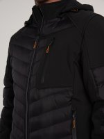 Combined quilted padded jacket with hood and zip-up pockets