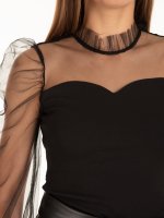 Top with mesh balloon sleeves