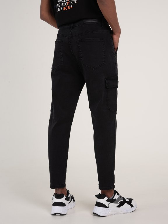 Carrot fit cargo zip fly jeans