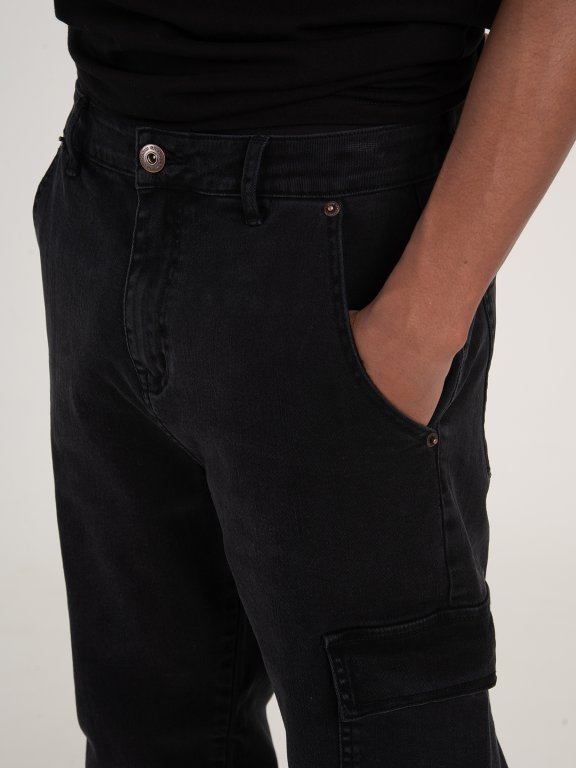 Mrkvové pánske cargo džínsy na zips