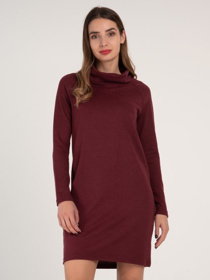 Knitted long sleeve rollneck dress